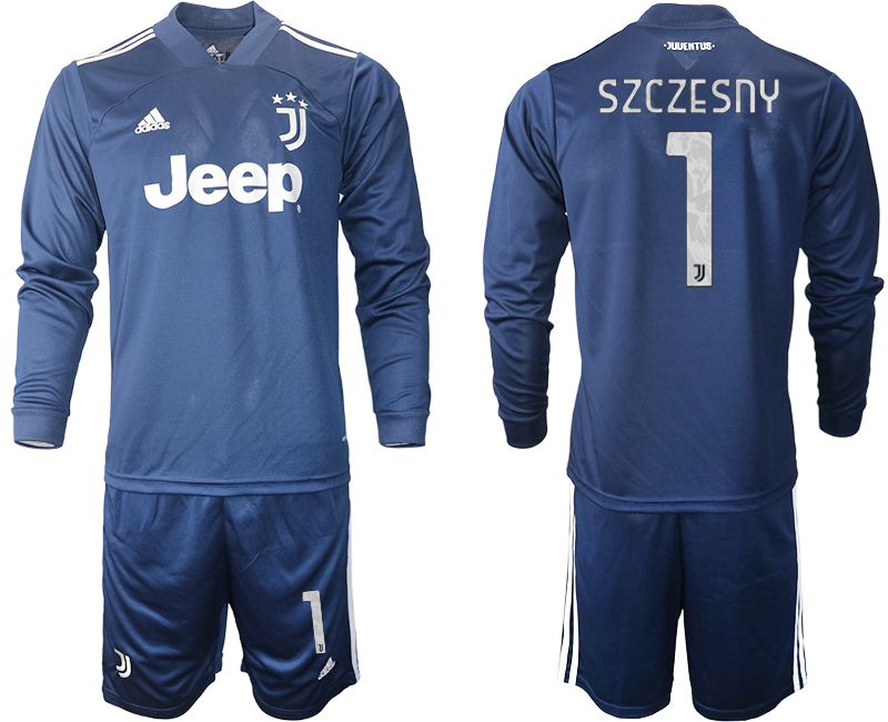 Men 2020-2021 club Juventus away long sleeves #1 blue Soccer Jerseys1